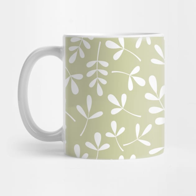 Assorted Leaf Silhouettes White on lime by NataliePaskell